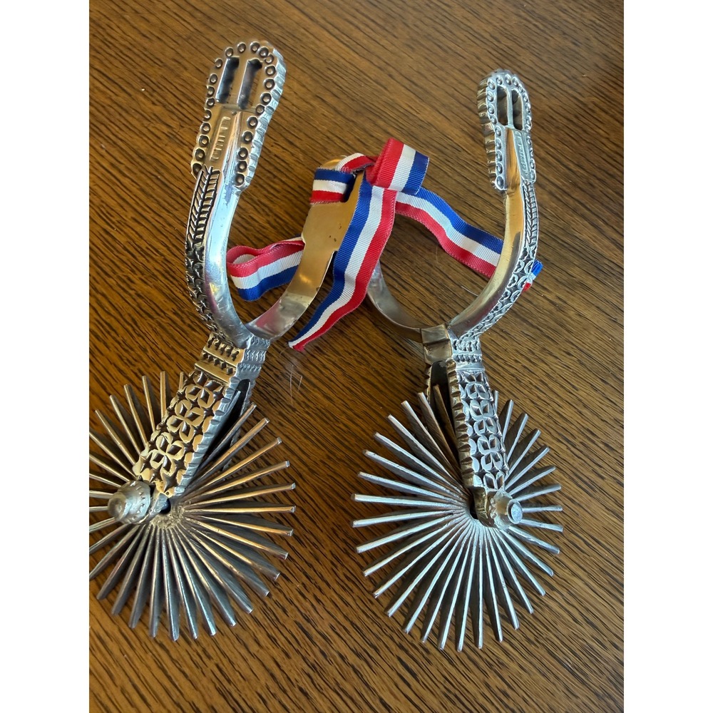 Chilean Cowboy Spurs Espuelas de Huasco Plata fina & Iron Sunburst Rowels
